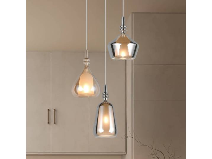 Trio Lighting Glas Hängelampe Aldea, dimmbar, creme / amber, für Wohn- / Esszimmer, Glas, Pendelleuchte