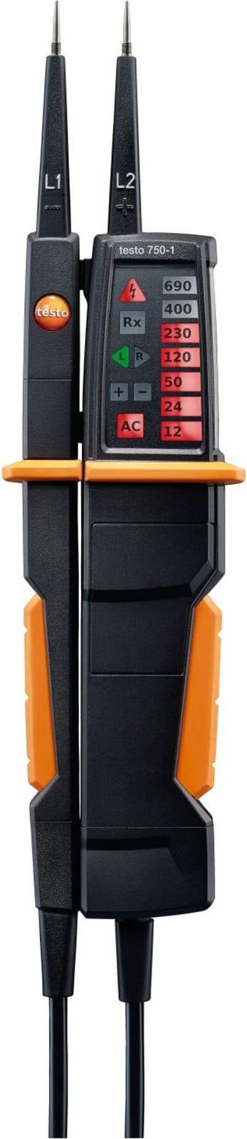 Testo 750-1 Tweedradige spanningzoeker, CAT IV 600 V, CAT III 1000 V, met LED- en LCD-display (0590 7501)