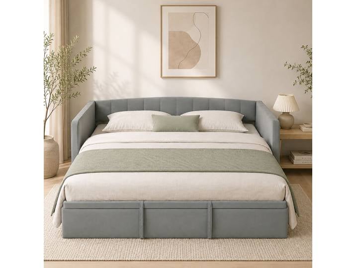 HOMCOM Canapé-lit 3 Places Convertible Lit Double Gris Clair