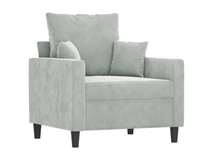 KTHLBRH 3-teiliges Sofaset mit hellgrauen Kissen aus Samt Weicher Samt, Metallrahmen, 21 Kissen inklusive, 1+2+3-Sitzer