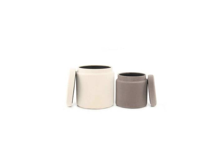 Hocker Pouf-Set Samt Taupe/Beige 2-teilig