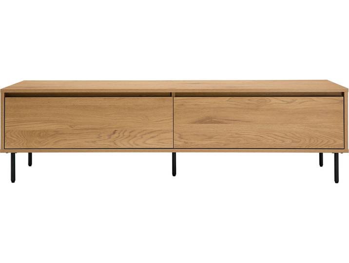 Meuble TV finition bois clair chêne 2 tiroirs L160 cm ARAGON
