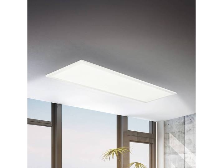 Briloner LED-Panel Simple 100 x 25 cm, weiß, ultraflach, IP44, 4000 K, weiß / opal, für Arbeitszimmer / Büro, Metall, LED Panel