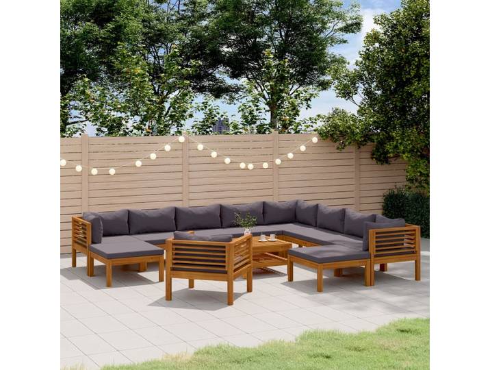 vidaXL 12-tlg. Garten-Lounge-Set mit Auflage Massivholz Akazie