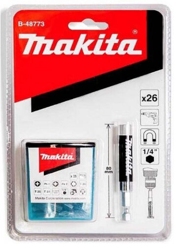 Makita B-48773 Jeu d´embouts plus porte-embout 80 mm, 26 pcs.