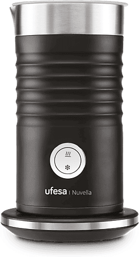 Espumador de leche - Ufesa Nuvella, 600W, Capacidad máx. 200ml, 3 Funciones: Espuma Caliente, Fría, Calienta Leche, Tecnología Magnética, Negro