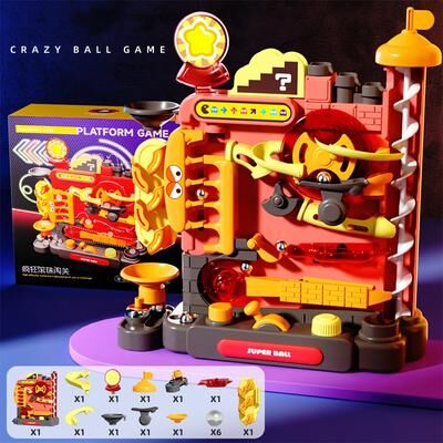 Combo Retail Shop Educational Montessori Toy Multi Layer Track Adventure Game Rail Rolling Ball Model Interactive Brain For Children Kids red