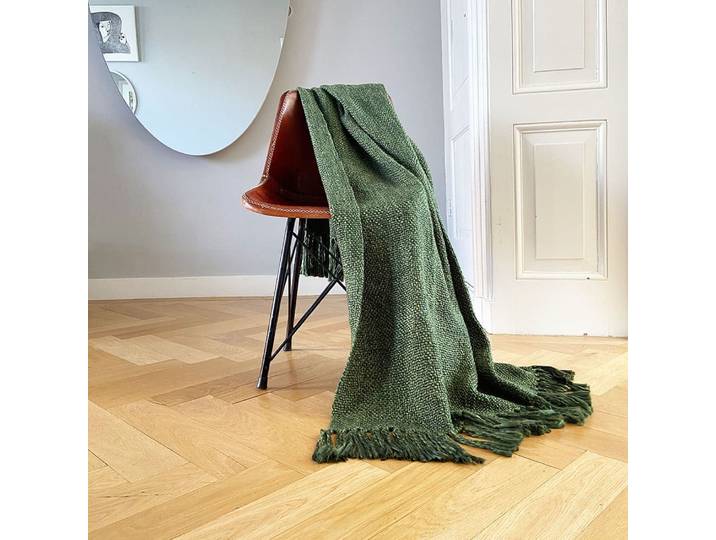 Plaid vert jungle marbré 125x150