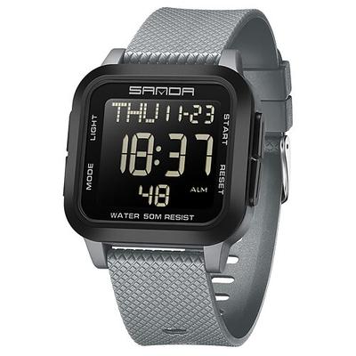 SANDA Herren Digitaluhr Sportmode Freizeit Business Luminous Wecker wasserdichte Dekoration TPU Uhr