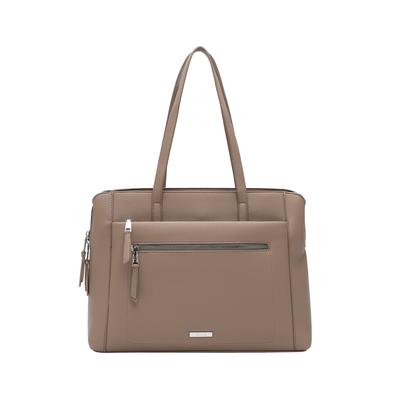 Shopper TAMARIS "Shopper TAS Melissa", Damen, Gr. B/H/T: 40cm x 30cm x 13,5cm 0, grau (taupe 900), Polyester, Taschen Shopper