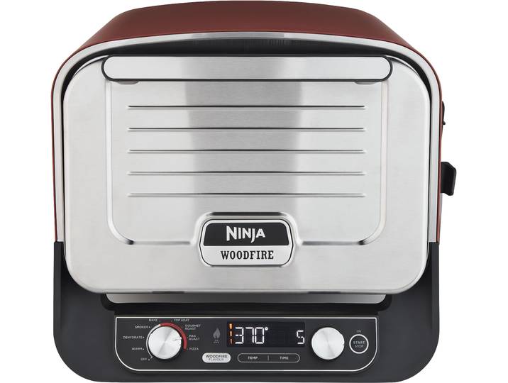 NINJA Multiofen OO101EU, Elektrischer Outdoor Pizzaofen und Smoker, 8-in-1: Pizza , schwarz, B:45cm H:38cm T:54cm, Minibacköfen, Schmoren, Max Roast, Grillen, Backen/Rösten, Smoken, Dörren&Warmhalten
