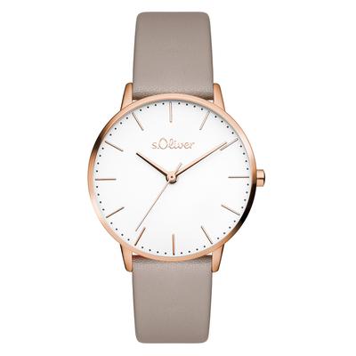 Quarzuhr S.OLIVER "Modern Basics", braun, weiß, Armbanduhren, Damen, roségoldfarben, Quarzuhr, Armbanduhr, Damenuhr, analog