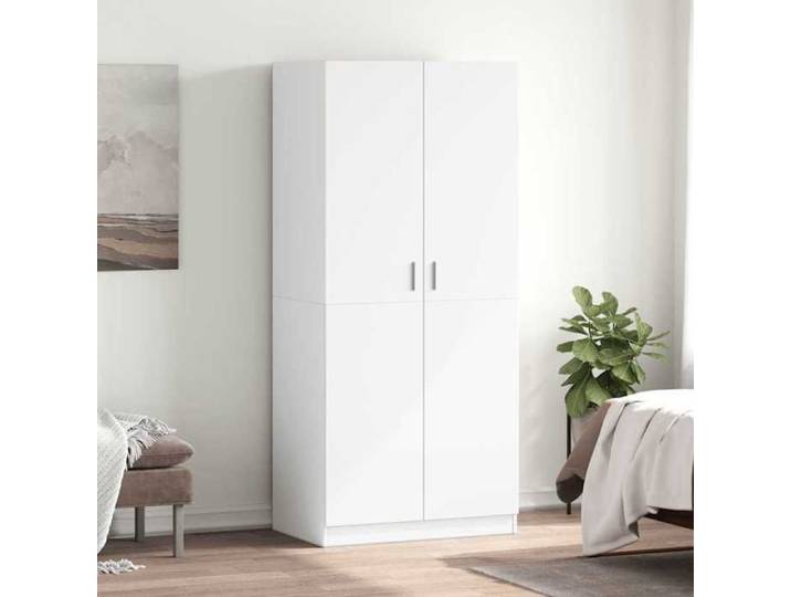 Blanc Garde-robe Blanc 80x52x180 cm Bois d'ingénierie - Armoires H7654