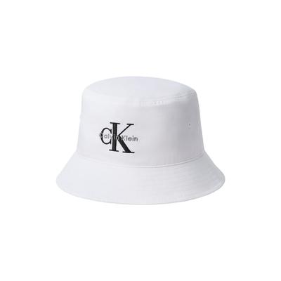 Fischerhut CALVIN KLEIN JEANS "MONOLOGO EMBROIDERY BUCKET HAT", Herren, weiß (hellweiß), Web, Baumwolle, Hüte