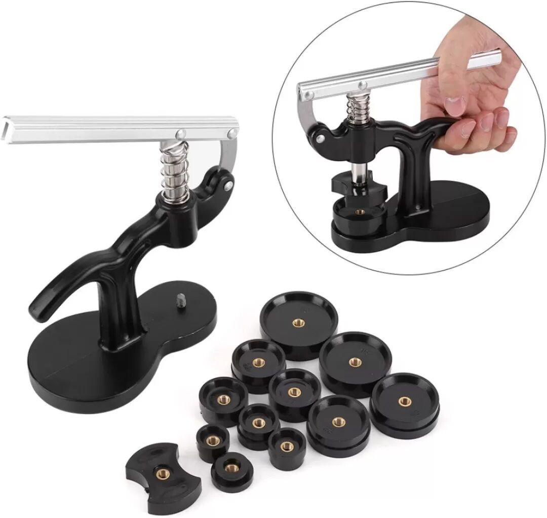 INF Outil de pose de fond de boîtier de montre : Fermoir de table pour remplacement de pile