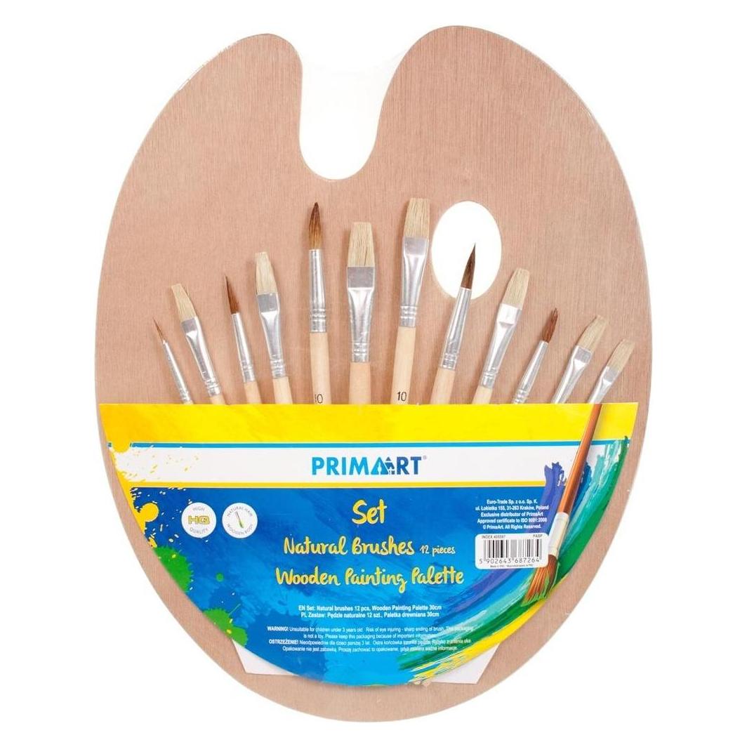 Prima Art Set mit 12 Naturpinseln + Holzpalette. 30cm (41948713)