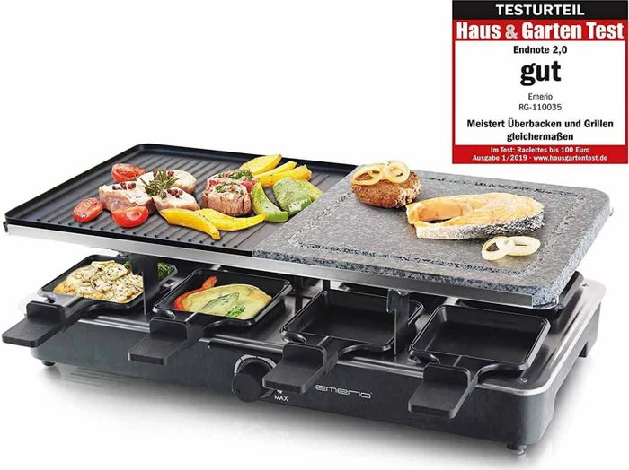 Emerio Raclettegrill,8 Pfannen,Stein-und Grillpl. antihaftb.