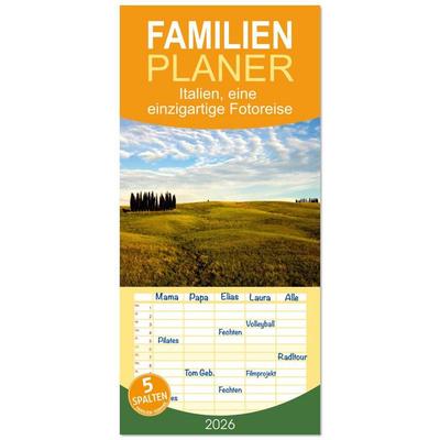 Familienplaner 2026 - Italien, eine einzigartige Fotoreise mit 5 Spalten (Wandkalender, 21 x 45 cm) CALVENDO