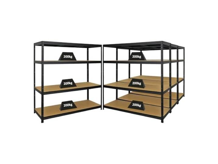 PROREGAL Mega Deal 4er-Set Schwerlastregal Giant Elephant 160x150x60cm mit 4 Ebenen Fachlast 200kg Schwarz, Kellerregal, Steckregal, Garagenregal, Lagerregal