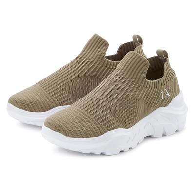 Sneaker LASCANA "Slip-On-Sneaker", Damen, Gr. 41, grün (oliv), Obermaterial: 100% Textilmaterial. Decksohle: 100% Textilmaterial. Futter: 100% Textilmaterial. Laufsohle: 100% Synthetik, unifarben, Basic, Schuhe Sneaker, Halbschuh, Slipper,...