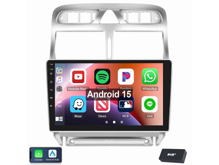 ESSGOO Für Peugeot 307 CC 2002-2013 Android Autoradio Android 15 Autoradio (RDS, Digitalradio (DAB), FM)