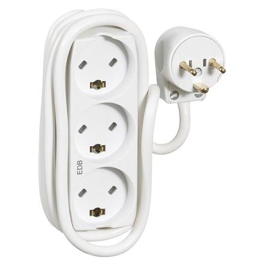 LK Steckdose Typ 793 rund mit Erdung EDBmit 1,5 m Kabel13A 250V weiss (210A1280)