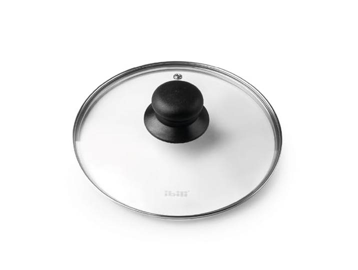 Ibili Glazen deksel Prisma 32 cm, Transparant/Zilver/Zwart, 32 x 32 x 10 cm