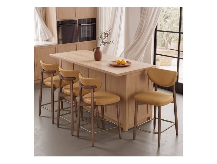 VASAGLE Barhocker Barhocker 2/4er Set Tresenhocker (4 St., 4er), Mid-Century-Modern-Stil, mit Massivholzbeinen, Polsterstuhl