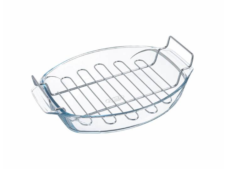 Pyrex Bräter oval mit Einsatz 39x27cm