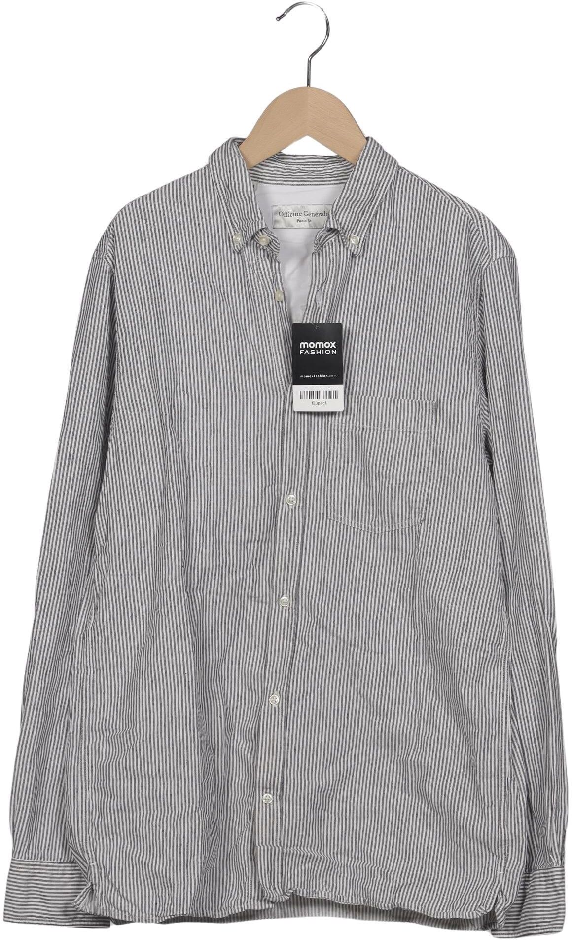 Officine Generale Herren Hemd, Grau, Gr. M, Baumwolle - Second Hand