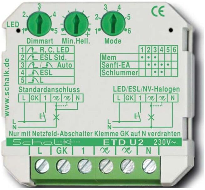 Schalk Universal-Tastdimmer UP 230VAC 0-500VA ETD U2 (ETDU29)