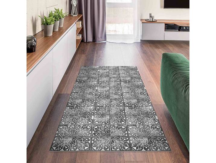 Tapis en vinyle Azulejos 100 x 200cm Blanc/Noir