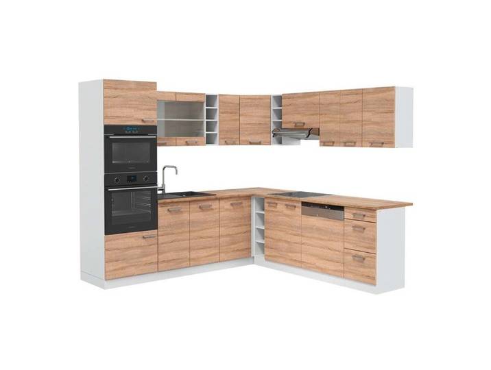 Cuisine en angle R-Line 247 x 237 cm PT Chêne Sonoma/Blanc Vicco 42165