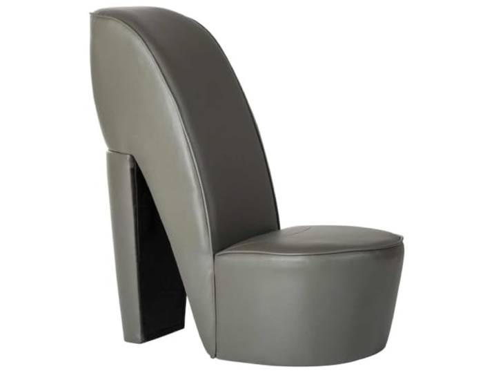 Sessel Form Schuhabsatz Grau Kunstleder Modern Kunstleder, einfache Montage, Belastbarkeit 110 kg, Avantgarde-Design, dekorative Akzente