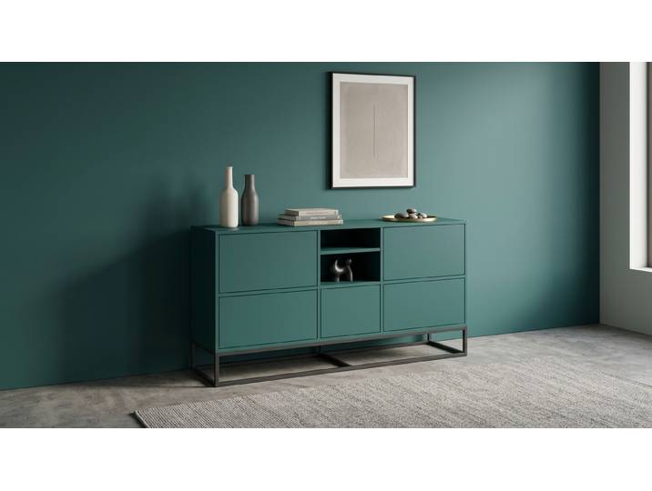 Grünes Sideboard aus lackiertem MDF MDF Lackiert Blau­grün
