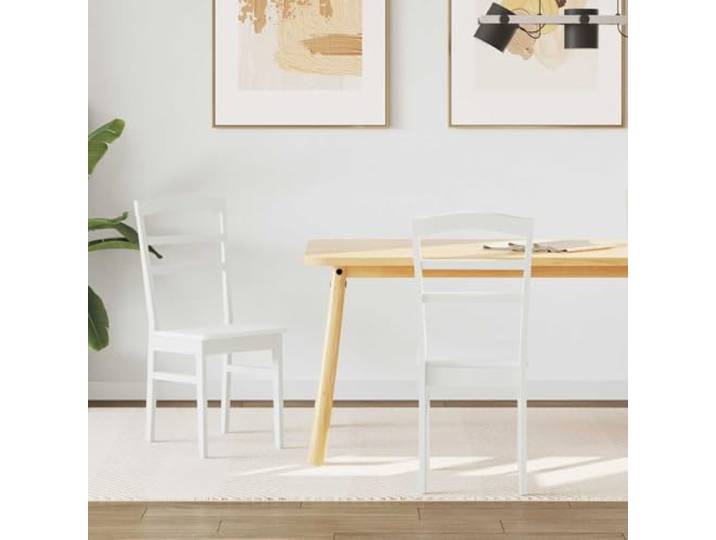 NLQMSU Esszimmerstuhl, 2 Stück, weiß, Massivgummi Lackiertes Finish, Sitzkissen, Rückenlehne aus Holz, Vintage-Stil, für Küche, Wohnzimmer, Büro, einfache Reinigung