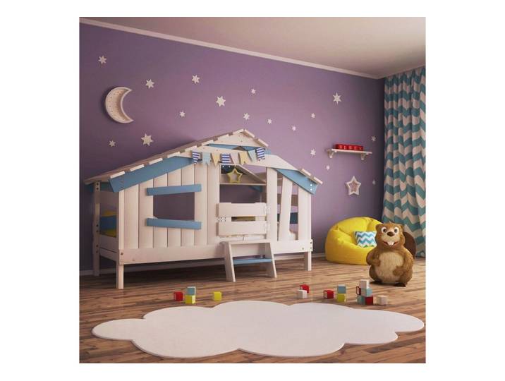 bibex Kinderbett APART CHALET Kinderbett, Jugendbett, Spielbett, himmel-blau