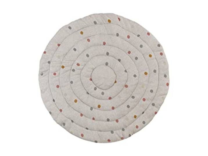 Kindsgut Krabbeldecke Baby rund 120 cm, Baumwolle, Punkte Grau Gepolsterte Spieldecke 5 cm ab Geburt, OEKO-TEX, Krabbelmatte für Motorik und Bauchlage, waschbar, rollbar, Unisex