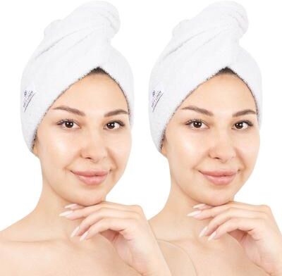 American Soft Linen 100% Cotton Hair Drying Towels for Women, Cotton Hair Turban Turkish Towel Wrap, Head Towel Cap for Hairs