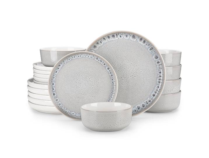 vancasso 18/36 pièces assiettes à neige ensembles de dîner ensemble de vaisselle ensemble de grès à glaçure réactive avec assiette à dîner/dessert/bol 6 pièces