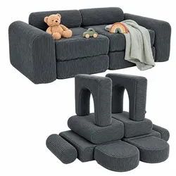 Relaxdays 10-tlg. Kinder Spielsofa modular Anthrazit