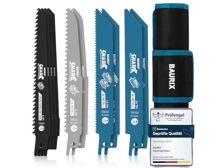 BAURIX® Reciprozaagbladen set 10 stuks – hout & metaal, 6-24 TPI