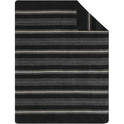 Wohndecke IBENA "Wohndecke Cartagena", schwarz-weiß (schwarz, natur), B:150cm L:200cm, Baumwolle, Polyacryl, Polyester, Wohndecken, Wohndecke, in minimalistischem Streifendesign