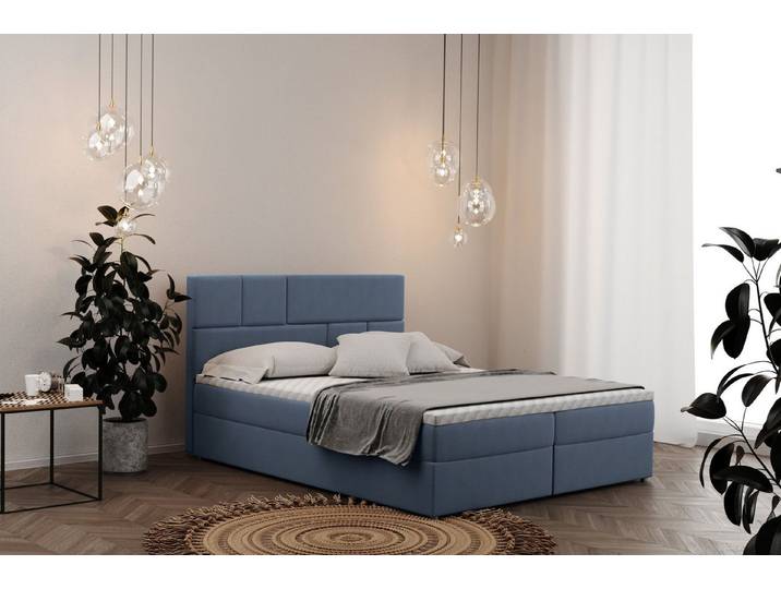 Kaiser Möbel Boxspringbett mit bettkasten matratze BALI stoff Mat Velvet, Bonell-Matratze, Große Auswahl an Größen, Overlay-Deckel