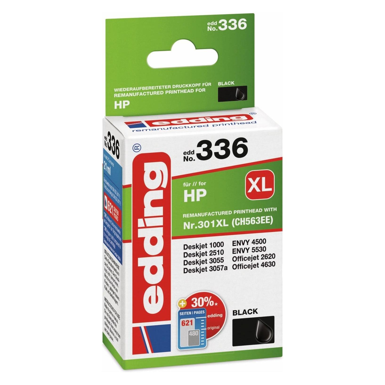 Edding Tintenpatrone EDD 336 No. 301XL (CH563EE) Druckerpatronen, Schwarz (BK) (18-336)