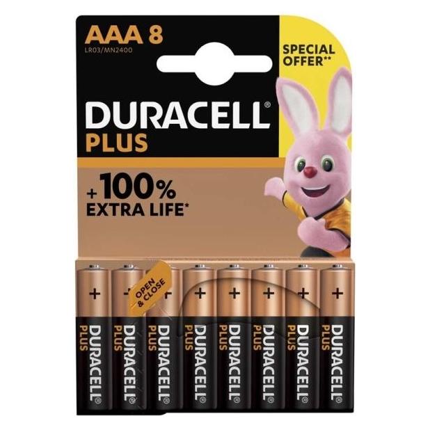 Duracell Batteri, PLUS POWER, AAA alkaline pakke a 8 stk (8 Stk., AAA) (53848)