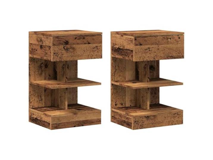 Heofavd 2er Set Nachttische Altholz-Optik 40x35x65 cm Holzwerkstoff