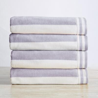 Linery & Co. 100% Cotton Velour Cabana Stripe Beach Towel