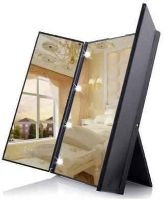 Fusion Finds Travel Makeup Mirror With LED Lights Compact Folding Vanity Mirror For Purse & Travel black