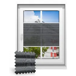 Plissee ohne Bohren nach Maß, Schwarz 115030, 30 x 80 cm, Plissee individuell maßangefertigt